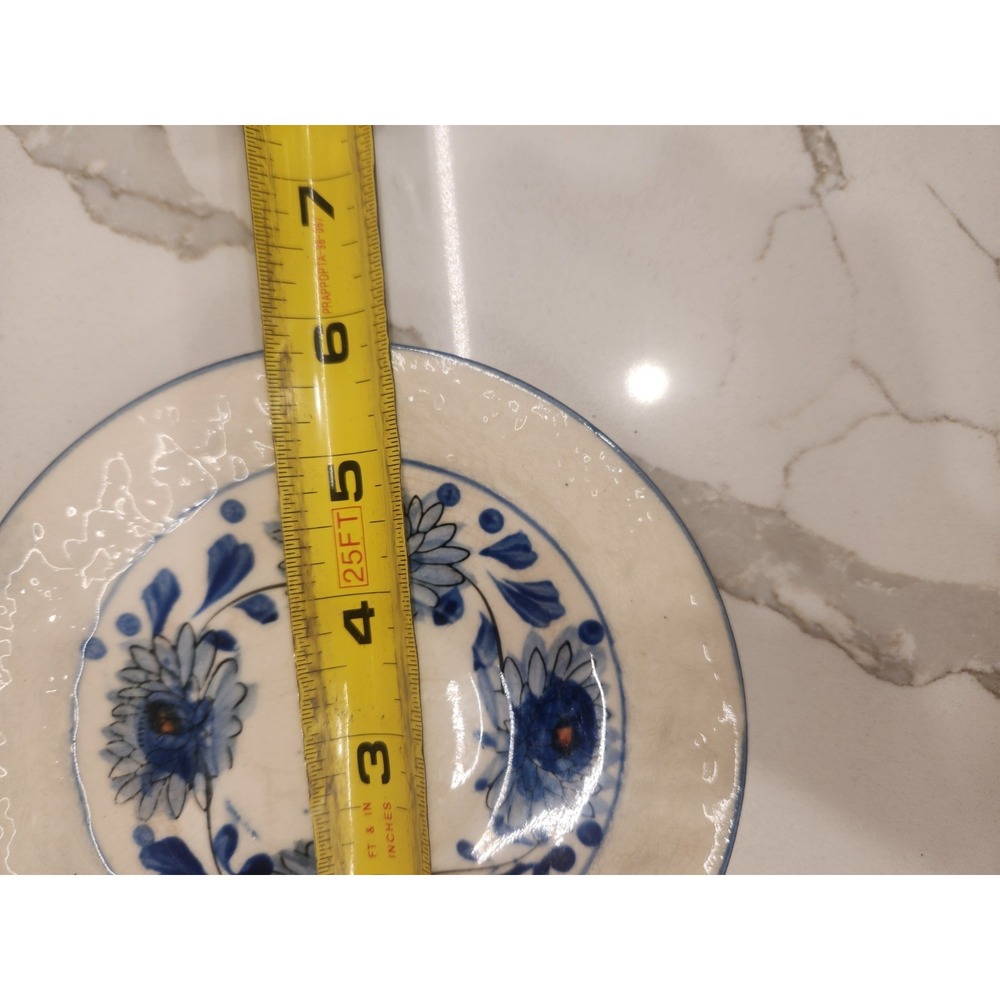 Vintage Blue Flower Hand Painted In Japan Soup Cereal Rice Bowl And Under Plate - Picture 10 of 14